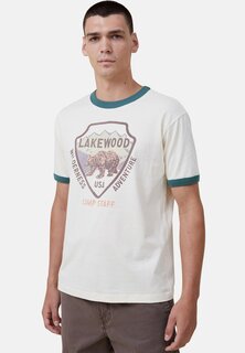 Футболка с принтом ПРЕМИУМ СУВЕНИР Cotton On, кремовый слой-стирка Forest Lakewood Camp