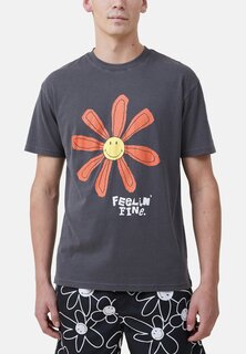 Футболка с принтом SMILEY LOOSE FIT Cotton On, черный