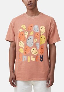 Футболка с принтом SMILEY LOOSE FIT Cotton On, коричневый