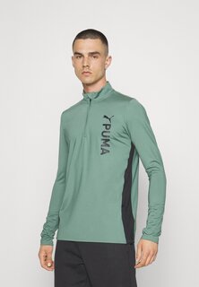 Футболка с длинным рукавом FIT TAPED 1/4 ZIP Puma, эвкалипт/черный