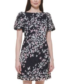 Женское кружевное платье-футляр с пышными рукавами и цветочным принтом Jessica Howard