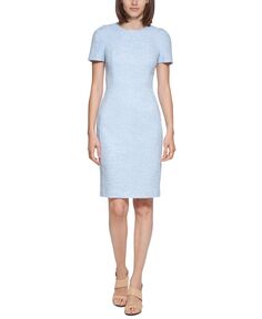 Женское твидовое платье-футляр с короткими рукавами Calvin Klein, мульти