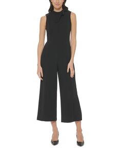 Женский укороченный комбинезон с широкими штанинами, украшенный бантом Calvin Klein, черный
