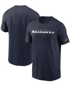 Мужская темно-синяя футболка с надписью College Seattle Seahawks Team Nike