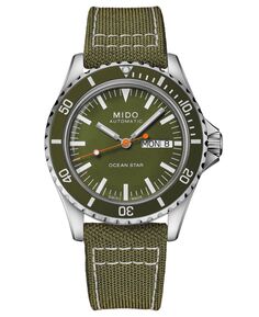 Мужские швейцарские автоматические часы Ocean Star Tribute с зеленым тканевым ремешком, 41 мм Mido