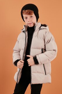 Съемная куртка-пуховик с капюшоном и плюшевой подкладкой 5763038 Lela, камень