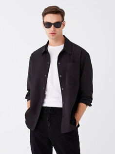 Удобная мужская куртка-рубашка с длинным рукавом LCW Casual, новый черный