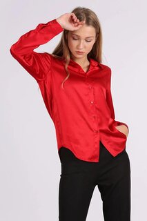 Красная базовая атласная рубашка из струящейся вискозы Giens