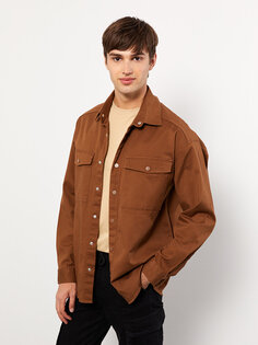 Удобная мужская куртка-рубашка с длинным рукавом LCW Casual, коричневый