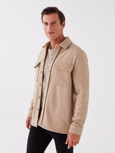 Удобная мужская куртка-рубашка с длинным рукавом LCWAIKIKI Classic, бежевый меланж