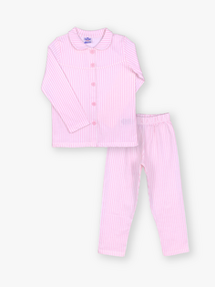 Пижамный комплект для девочек с воротником рубашки в полоску и длинными рукавами LUGGİ BABY
