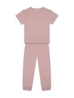 Пижамный комплект для девочек в полоску с круглым вырезом и короткими рукавами ANTEBIES