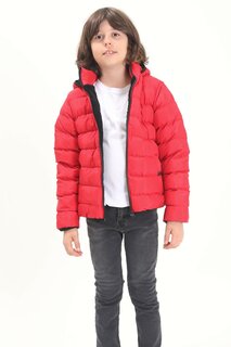 Красная куртка-пуховик для мальчика с прямыми строчками 15635 Bilen Kids
