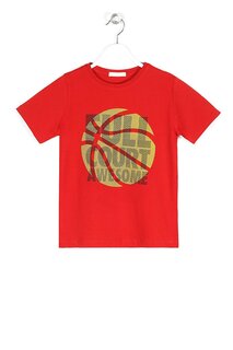 Красная футболка с короткими рукавами и принтом баскетбольного мяча для мальчика Zepkids