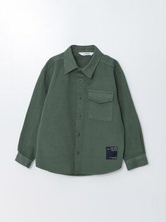 Удобная рубашка из габардина для мальчика LCW Kids, средне-зеленый