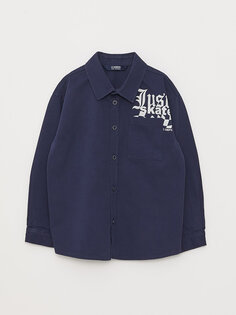 Удобная рубашка из габардина для мальчика LCW Kids, темно-синий