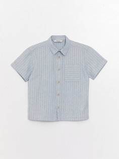 Удобная рубашка из смесового льна для мальчика LCW Kids, синие полосы