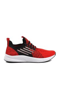 Красно-черная мужская спортивная обувь на шнуровке из сетки 507 Ayakmod