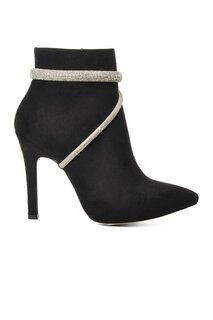 1042 Черные замшевые женские ботинки на каменном каблуке Ayakmod