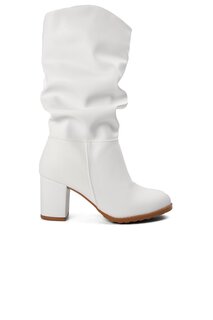 114 Белые женские ботинки на каблуке Ayakmod