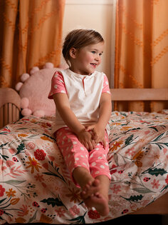 Пижамный комплект для девочки из органического хлопка ANTEBIES, розовый с принтом