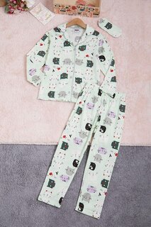 Пижамный комплект для девочек с повязкой на глаз с рисунком кота 16326 Pijakids