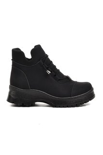 112 Черные женские ботинки из нубука на молнии Ayakmod