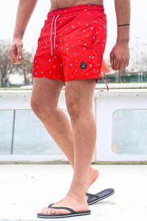Красные мужские шорты для плавания с рисунком 6367 MADMEXT