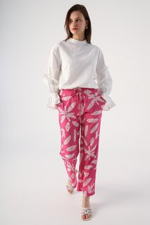 Удобные брюки с розово-белым рисунком и эластичной резинкой на талии ALL DAY