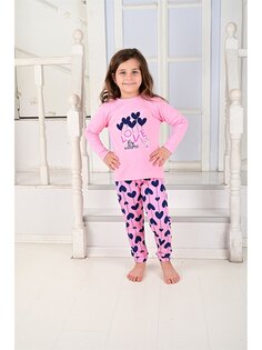 Пижамный комплект для девочки с круглым вырезом Vitmo Vitamin, темно-розовый