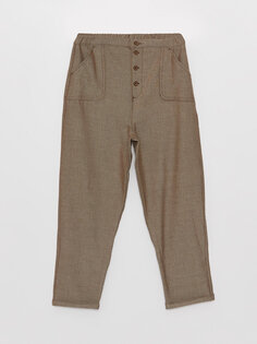 Удобные брюки для мальчика с эластичной резинкой на талии LCW Kids, коричневый плед