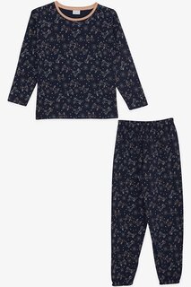 Пижамный комплект для девочки с принтом единорога, темно-синий (9–12 лет) Breeze