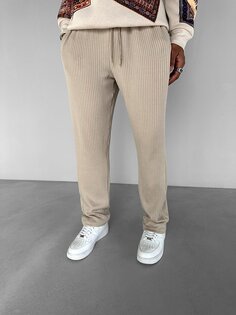 Удобные брюки в полоску Baggy Fit бежевого цвета ablukaonline