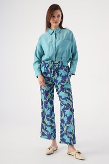 Удобные брюки темно-синего цвета с эластичным поясом и рисунком ALL DAY