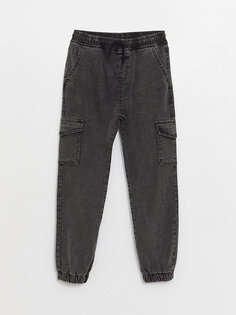 Удобные джинсовые брюки карго для мальчика LCW Kids, антрацит мытый