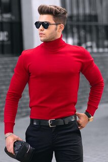 Красный свитер с высоким воротником 4656 MADMEXT