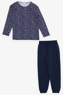 Пижамный комплект для девочки с узором, темно-синий (4–8 лет) Breeze, темно-синий