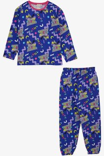 Пижамный комплект для девочки фиолетового цвета с текстовым узором (4–7 лет) Breeze, фиолетовый