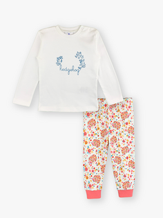Пижамный комплект для маленьких девочек с круглым вырезом и длинными рукавами LUGGİ BABY, бежево-белый