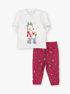 Пижамный комплект для маленьких девочек с круглым вырезом и длинными рукавами LUGGİ BABY, красный