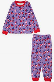 Пижамный комплект для девочки, сиреневый с грибным узором (1–4 года) Breeze