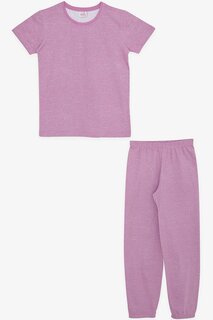 Пижамный комплект для девочки, фиолетовый с рисунком (4–8 лет) Breeze