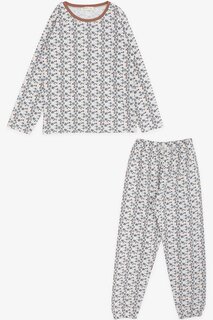 Пижамный комплект для девочки, экрю с цветочным узором (4–8 лет) Breeze