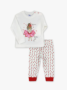 Пижамный комплект для маленьких девочек с круглым вырезом и длинными рукавами LUGGİ BABY, экрю