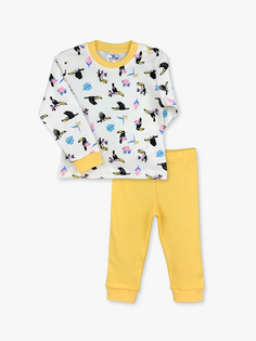 Пижамный комплект для маленьких девочек с круглым вырезом и длинными рукавами LUGGİ BABY, желтый