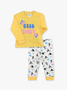 Пижамный комплект для маленьких девочек с круглым вырезом и длинными рукавами LUGGİ BABY, желтый