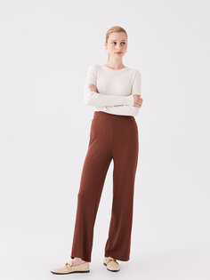 Удобные женские брюки с собственным узором и эластичной резинкой на талии LCW Modest, коричневый