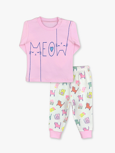 Пижамный комплект для маленьких девочек с круглым вырезом и длинными рукавами LUGGİ BABY, розовый