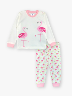 Пижамный комплект для маленьких девочек с круглым вырезом и длинными рукавами LUGGİ BABY, экрю