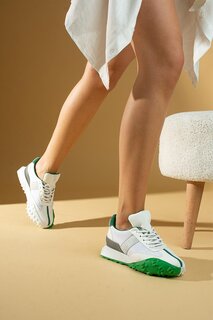 Удобные женские кроссовки на шнуровке с нескользящей подошвой 36-143-23ÇT Pembe Potin, зеленый